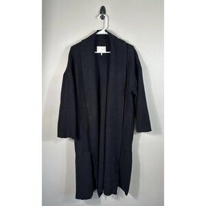 Oak + Fort Jacket Womens Large Black Coatigan Open Front Minimalist Contemporary